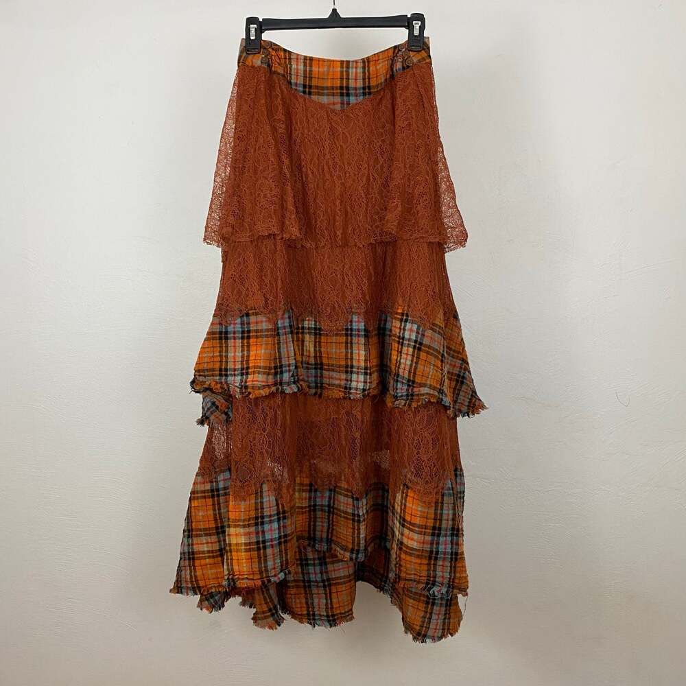 Free People County Fair Lace Maxi Skirt - Brown Combo - Size 6